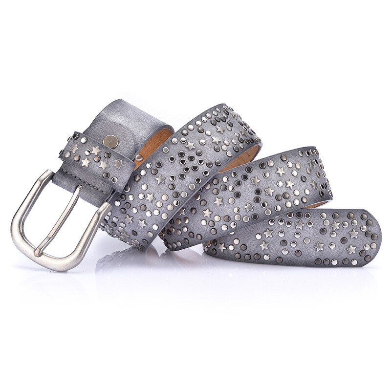 Ceintures en croûte de cuir et PU femme | Incrustation de rivets étoiles, ceinture femme ardillon taille, marques de luxe, ceinture en cuir