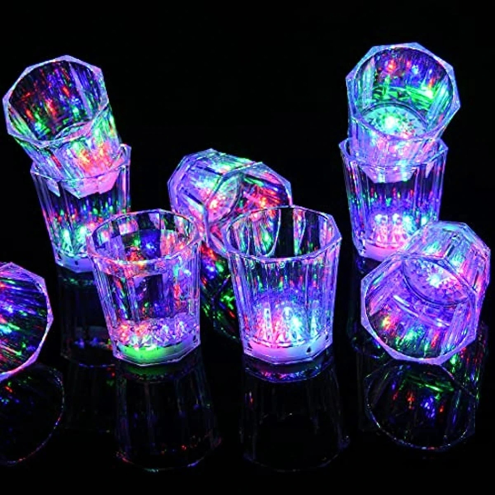 24 pçs led copo brilhante iluminar copo de tiro led flash beber óculos iluminar óculos de tiro festa brilho no escuro favores de festa