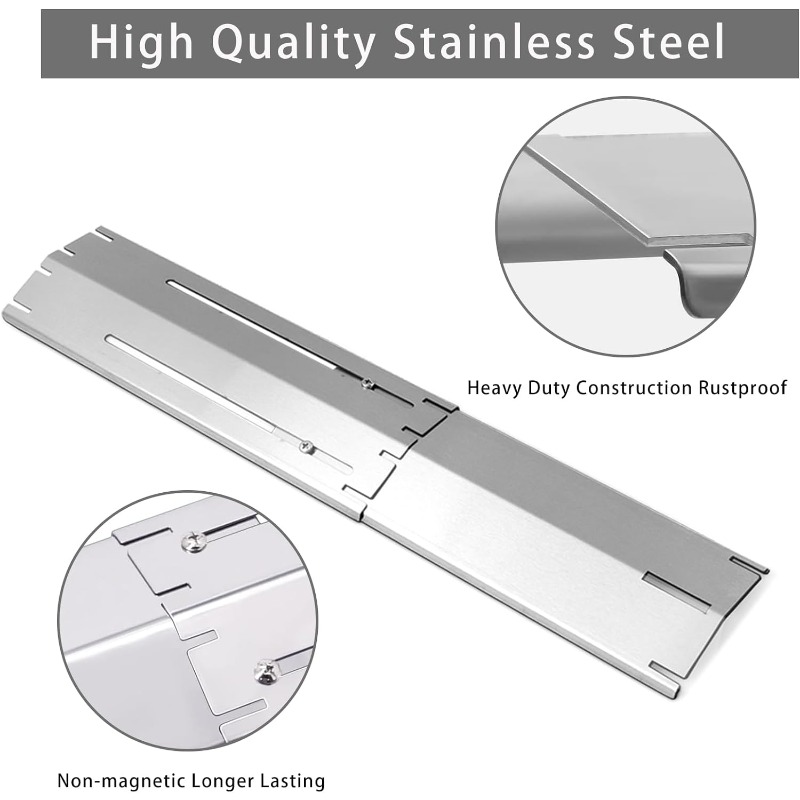 Adjustable Barbecue BBQ Grill Flame Tamers Burner Covers Heat Deflectors Stainless Steel Gas Grill Replacement Parts 1-4Packs