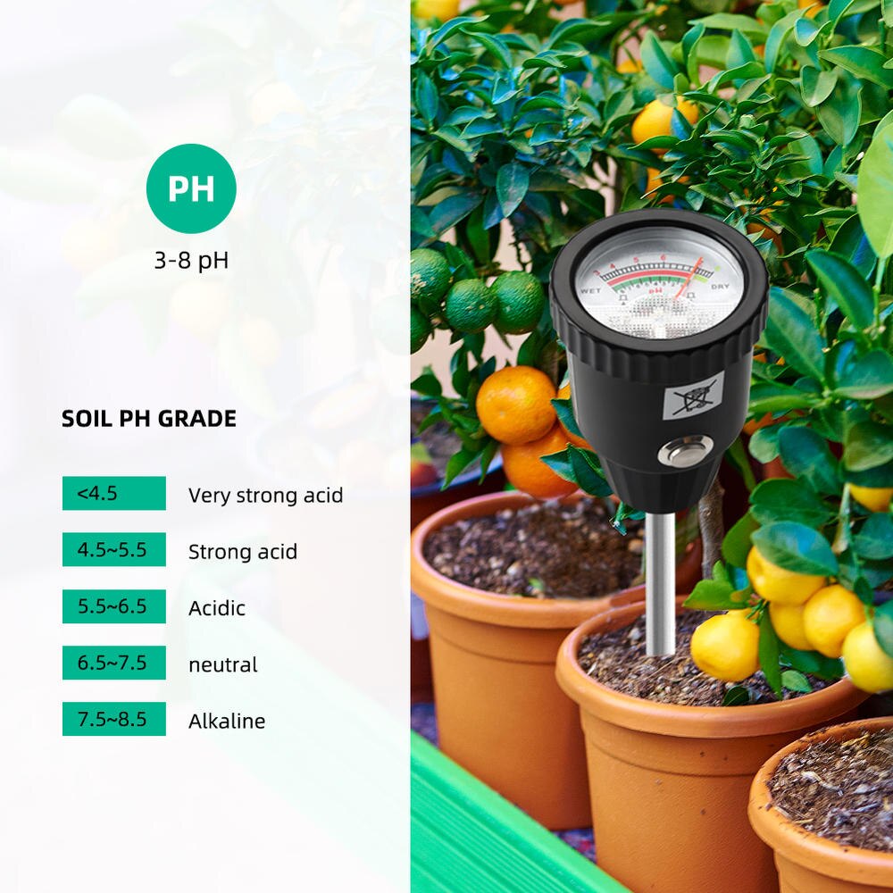 Handheld ZD-06 Soil pH Tester pH &amp; Moisture Meter For Garden With 262mm Long Metal Probe Waterproof Soil Tester Kit Tools