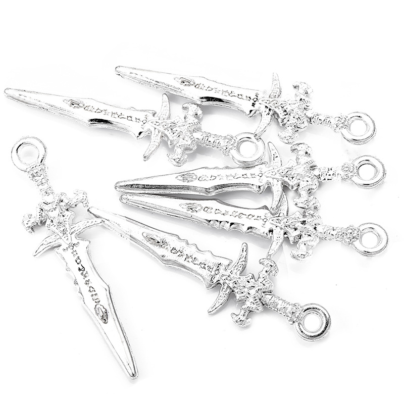 20 pçs liga da arte do prego charme 3d liga de metal grande espada faca armas jóias do prego diy chinês kung fu armaaria acessórios do prego: Vermelho