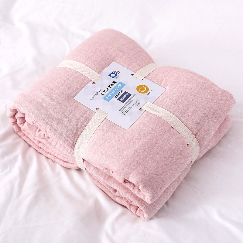 Baumwolle Plaid Decke für Bett Dünne Sommer Quilt Herbst Bett Blatt Gaze Bettdecke Bettdecke für Doppel Bett Sofa Werfen decken: pink-camel / 150x200cm