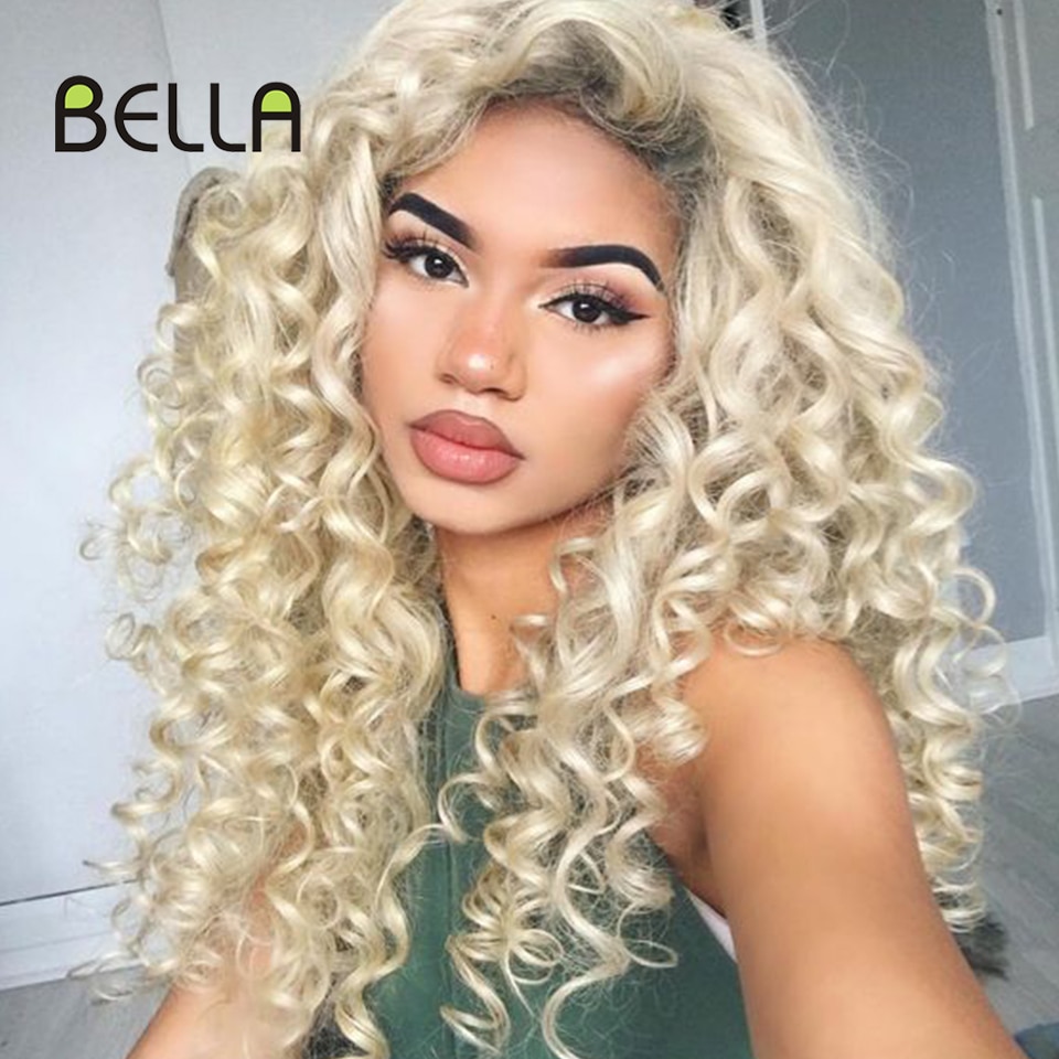 Synthetische Blonde 613 Afro Krullend Pruik 6 Kleuren Beschikbare Afro Krullend Haar Cosplay Daily Midden Deel Pruik Voor Vrouw Mix bruin Bella