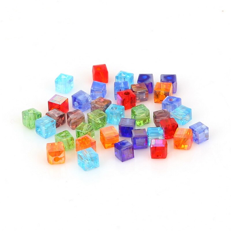 Approx 200pcs 2mm Square Shape Austrian Crystal Beads Cubic Loose Spacer Beads for Bracelet Making DIY Jewelry Accessories