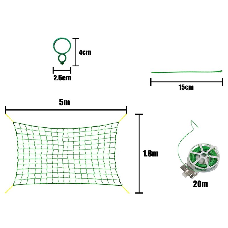Practical Plant Trellis Netting Garden Plant Netting Mesh Vine Net Climbing Trellis with Plant Twist Ties for Plants Trees Fruit