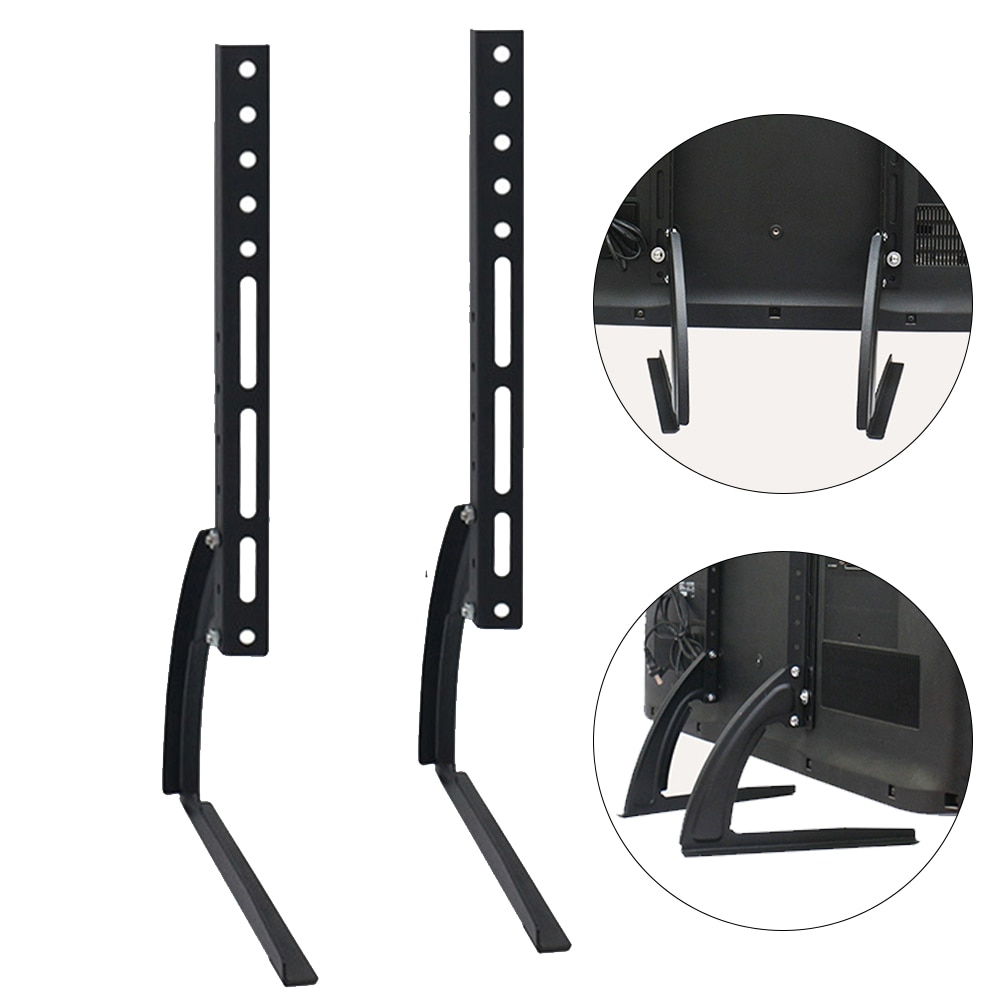 Easy Install Multi Hole Table Top Triangle Stable Durable TV Stand Base Universal Adjustable With Screws Mount Home Black Steel