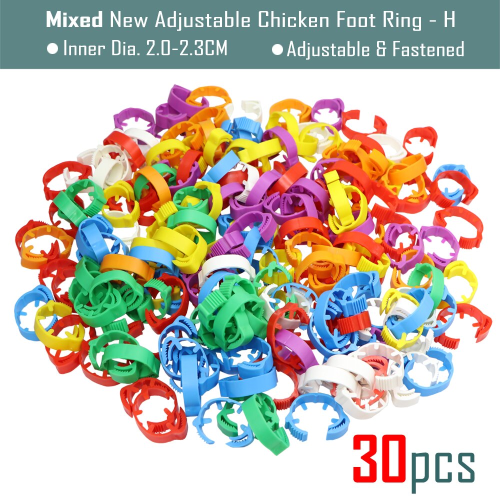 30Pcs Blank Kip Voet Ring 7 Kleuren Verstelbare Digitale Etiketten Voor Pluimvee Been Farm Identificatie Markers Tool Voor Chick eend: H-Mixedx30pcs