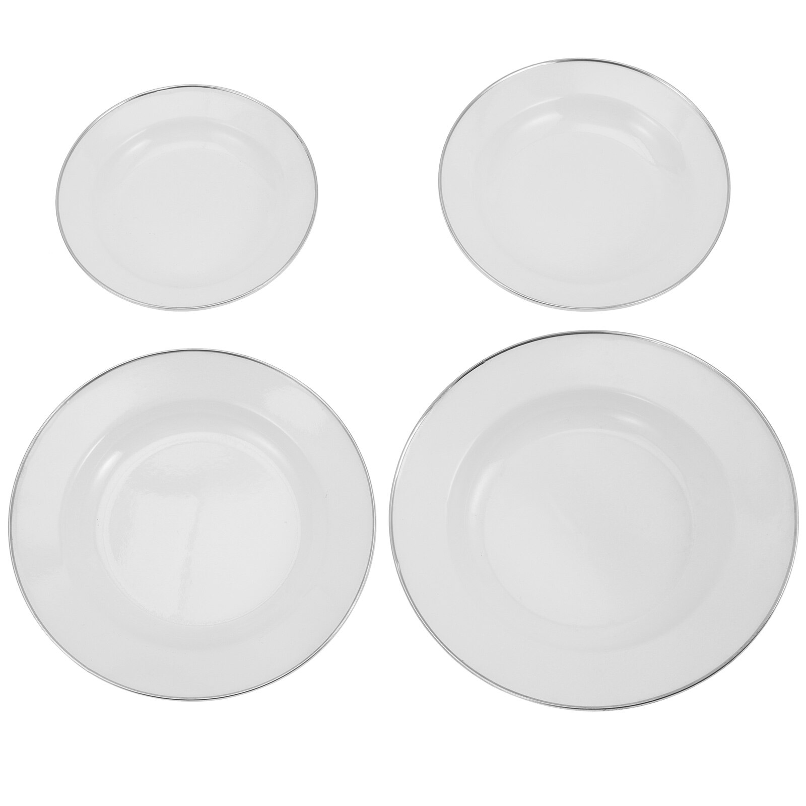 4 Pcs Enamel Food Plate Round Food Serving Plate Multi-purpose Snack Plates: Default Title
