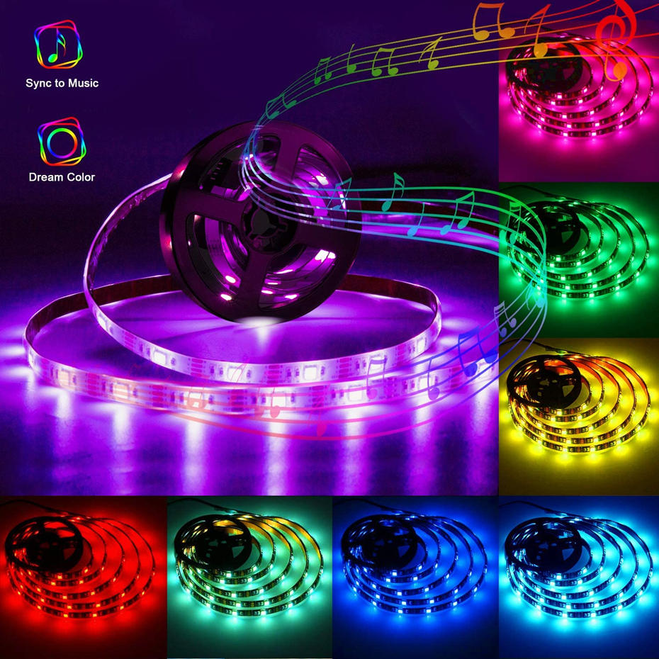 Tuya Smart WIFI LED Music Strip Light Work with Alexa Google Assistant Voice Control RGB LED Waterproof Dimming Lights Strip