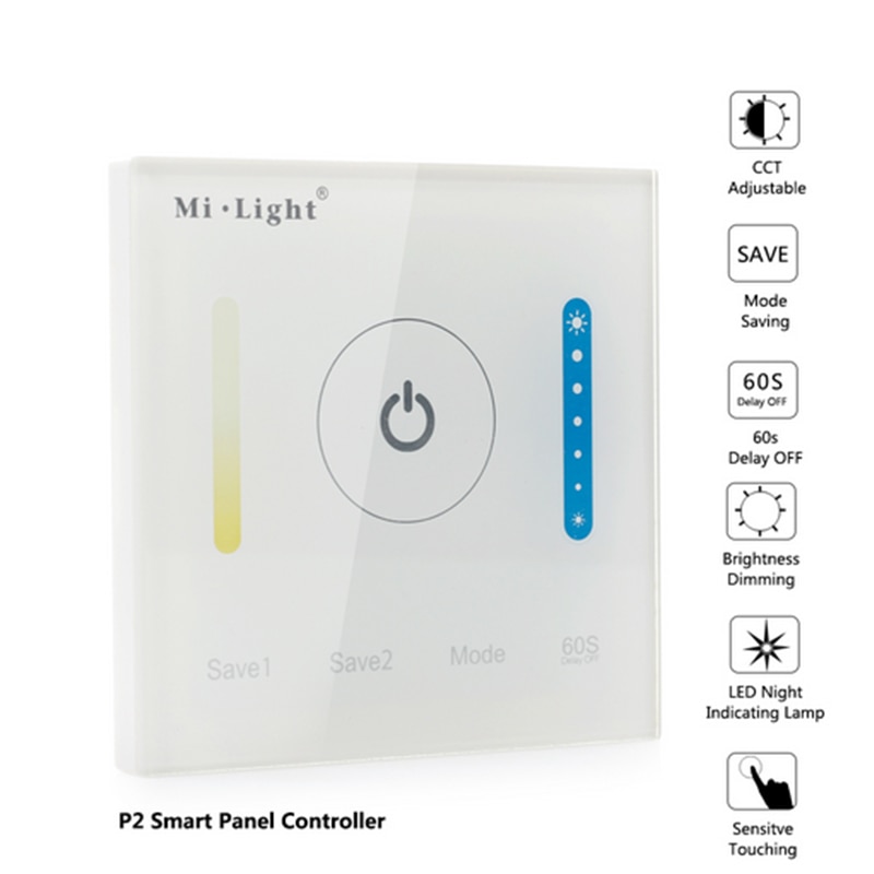 Milight smart led panel controller  p1 p2 p3 farve temperatur lysdæmper rgb cct vægmonteret touch switch panel controller