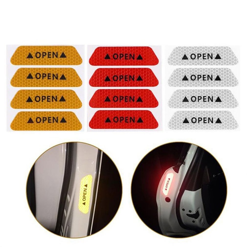 4PCS/SET Car Styling Warning Car Sticker Affixed To The Door To Open The Door Crash Safety Warning Stickers Reflective
