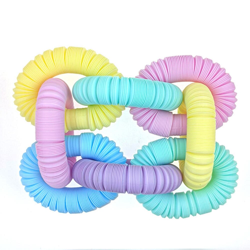 Tubos luminosos para niños y adultos, juguete sensorial antiestrés de plástico, fuelle para aliviar el estrés, juguetes fluorescentes divertidos, 5 piezas