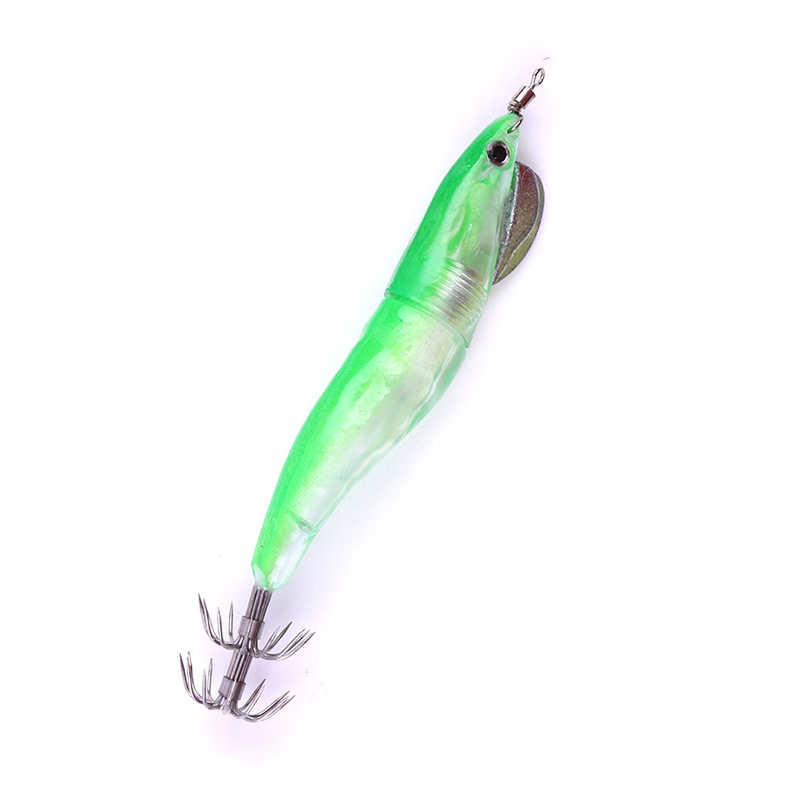 1pcs 100% and Brand Shrimp Squid Fishing Lure Special Multy Colour LED Lighted Clear Prawn Squid Jig: Green
