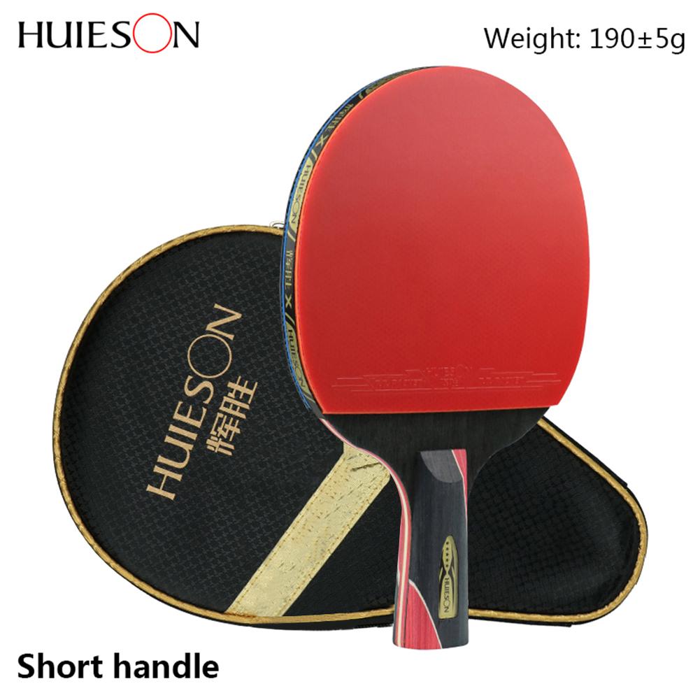 Huieson 5 Star Carbon Fiber Tafeltennis Racket Dubbele Puistjes-In Rubber Pingpong Racket Carbon Enkele &amp; Racket Cover lange/Korte: Short handle