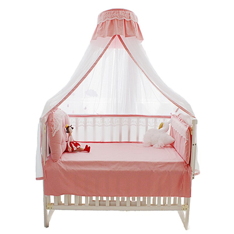 Scandinavische schattige kant roze babybed klamboe hangend koepelnet kinderbed gordijn babykamer decoratie