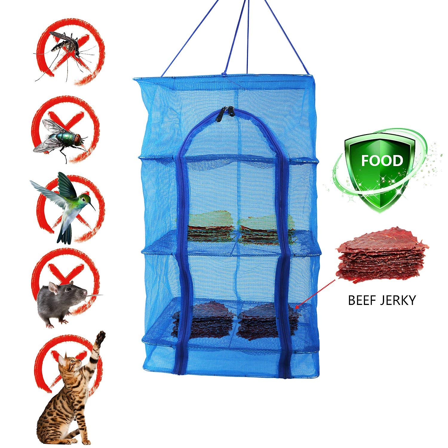 Fish Mesh Hanging Drying Net Food Dehydrator Durable Folding 4 Layers Fish Vegetable Dishes Dryer Net Drying Rack