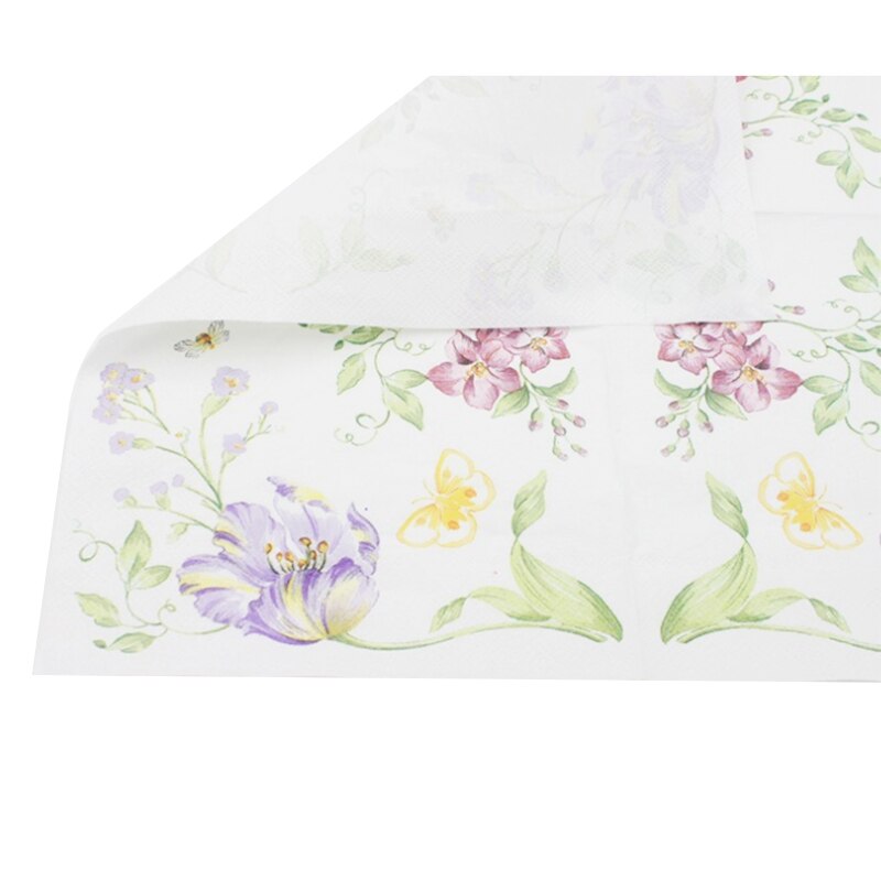 100 Pcs Printed Feature Flower Pattern Paper Napkins For Event & Party Decoration Tissue Paper Towels Daily Necessities