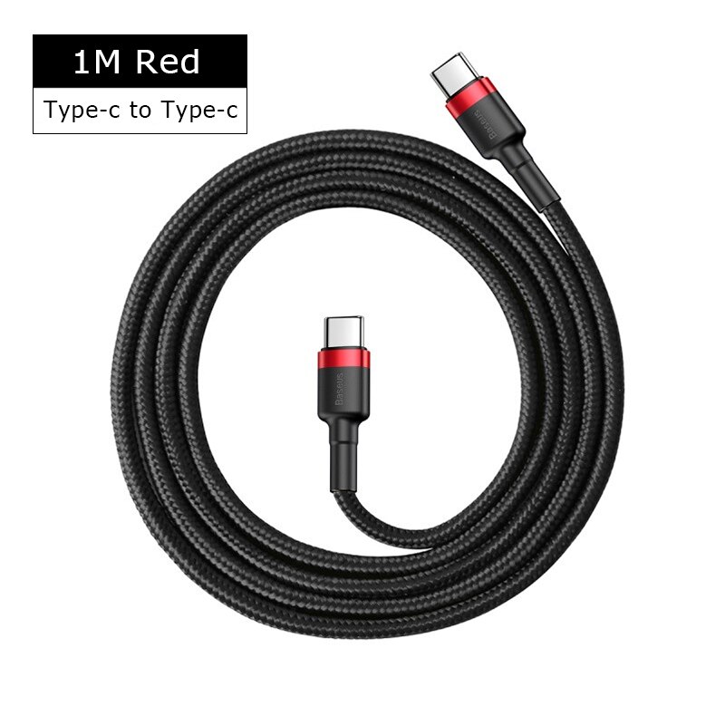 Baseus Usb Type C Naar USB-C Kabel Voor Samsung S9 S8 Note 9 Macbook Pro QC3.0 Quick Charge Kabel 60W Pd Snelle Oplaadsnoer: 1m Red