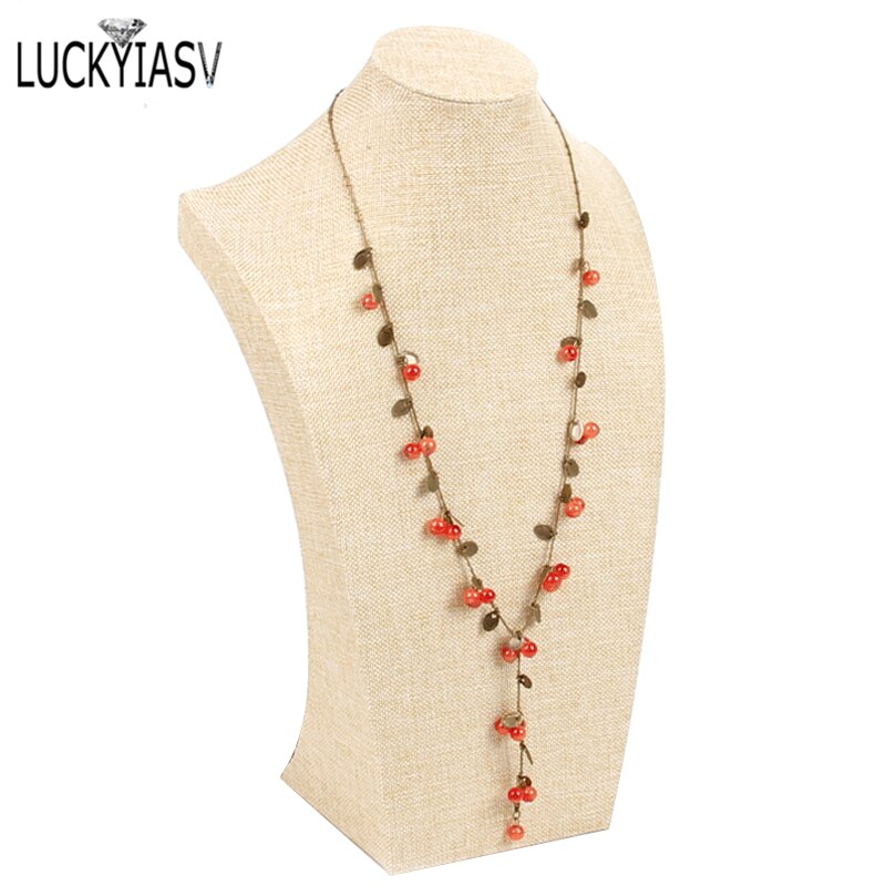 Portrait 20cm-25cm-30cm-35cm-40cm lin collier présentoir porte bijoux Mannequin buste pour collier pendentif affichage: 11.5x19x6.5cmBlack