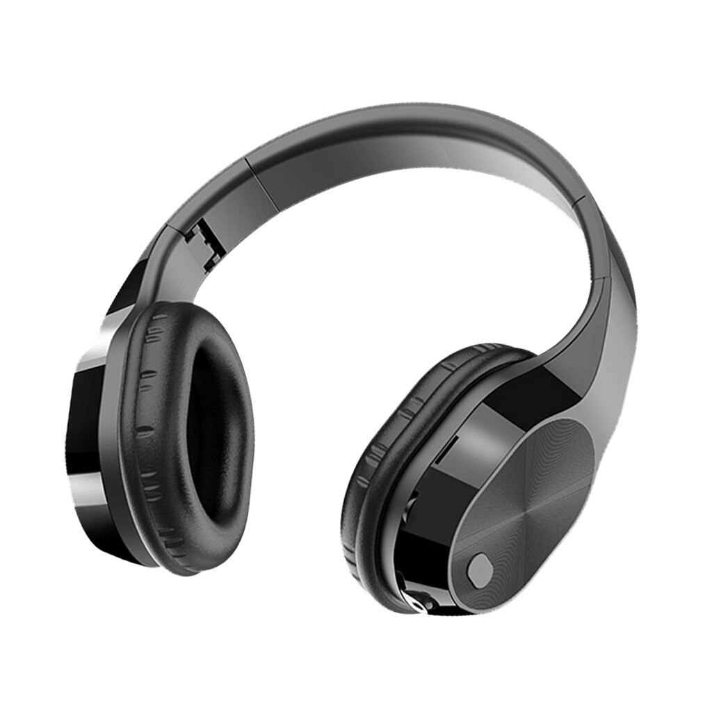 Earphones 9D Surround Sound Effect Outdoor Bluetooth 5.0 Headphones Wireless Supra-aural Earmuff Headset Stereo Headset: BK