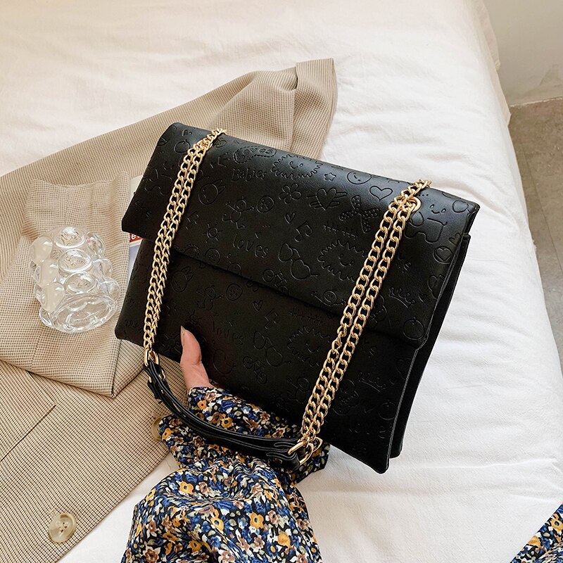 Geräumige tasche, trendige sommer-schultertasche, damentasche, super angesagte achseltasche: Schwarz