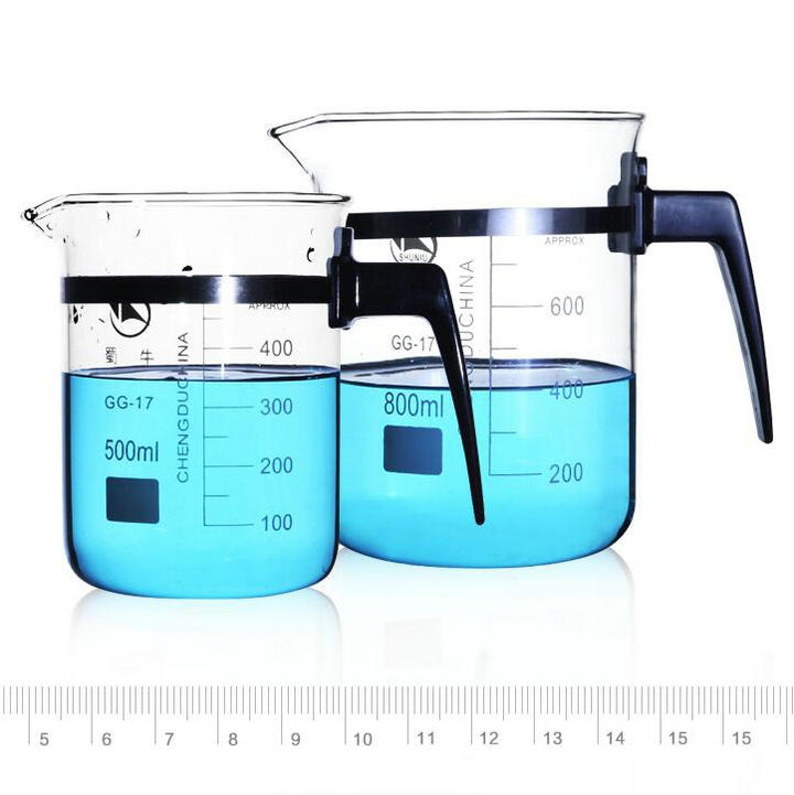 1Pc/lot 500/800/1000ml Glass beaker with plastic handle for laboratory glassware Experiments