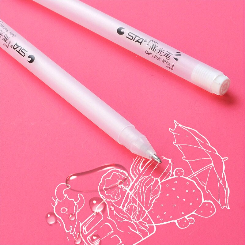 White Color Art Marker Gelly Roll White Pen Liner Basic Art Marker Drawing Paint Marker Highlighter
