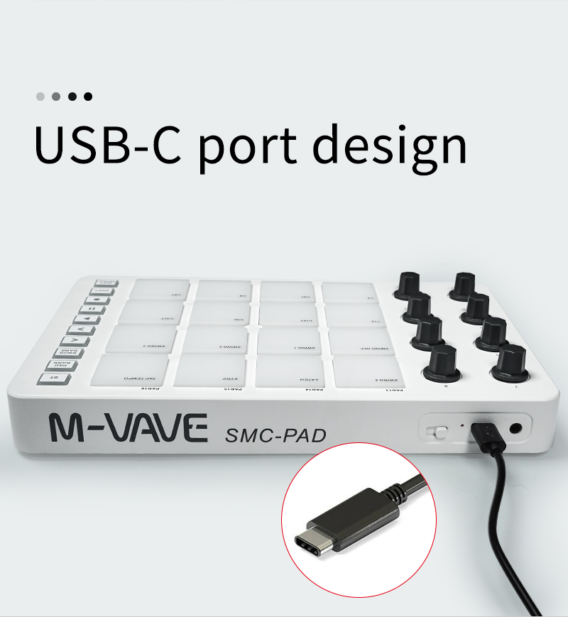 Controlador MIDI inalámbrico M-VAVE SMC-PAD, teclado de percusión adecuado, interfaz de USB-C, portátil, almohadilla MIDI pequeña