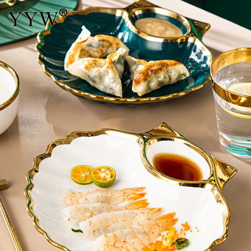 Accesorios para platos de cerámica, juego de platos de Sushi para el hogar, plato de bola de masa hervida, vajilla japonesa con forma de concha, accesorios de cocina