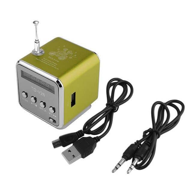 Mini digital bärbar radio fm mini radio internet fm radio högtalare usb sd-kortspelare för mobiltelefon pc musikspelare: Grön