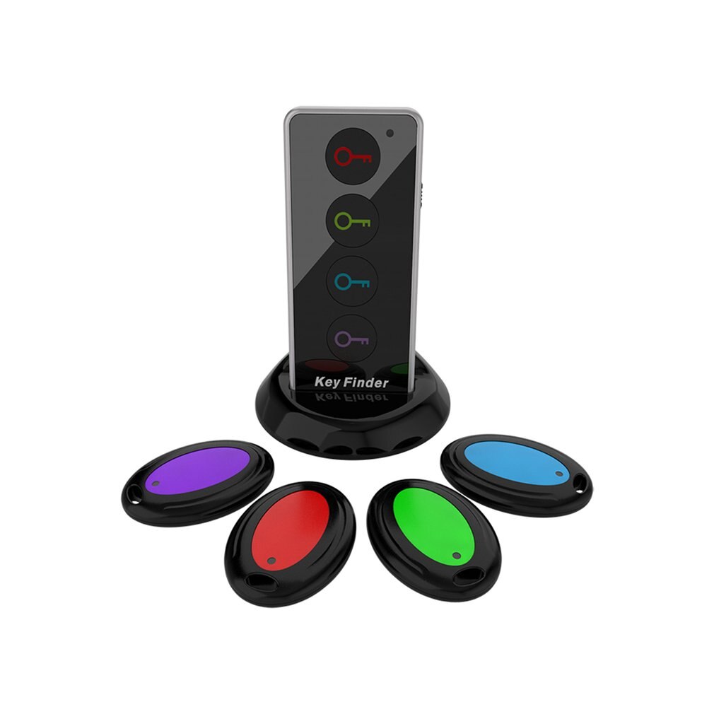 4 in 1 Electronic Wireless Key Finder Set Locator Alarm Car Keychain 40m Range Key Tracker With Dock Base LED Torch Function