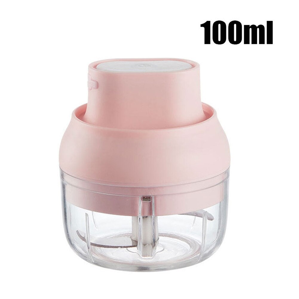 Wireless Portable Electric Crusher 100/250ml Portable Electric Blender Multipurpose Mini USB Charging Vegetables Cup QP2: 100ml Pink
