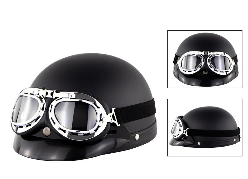 Unisex Motorhelm Open Gezicht Half Helm Outdoor Fietsen Cafe Racer Beschermende Sterke Veiligheid Helmen Met Bril