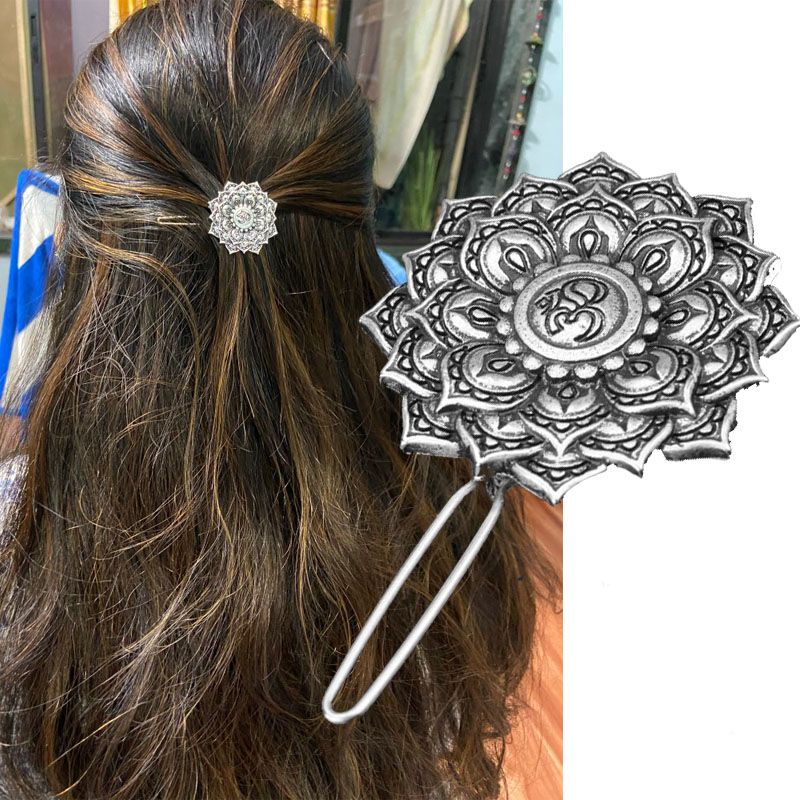 Pinzas del pelo con flores de la vida para Yoga, Mandala, accesorios para el cabello, horquillas inspiradas en tocado, pasadores de clip LATERAL