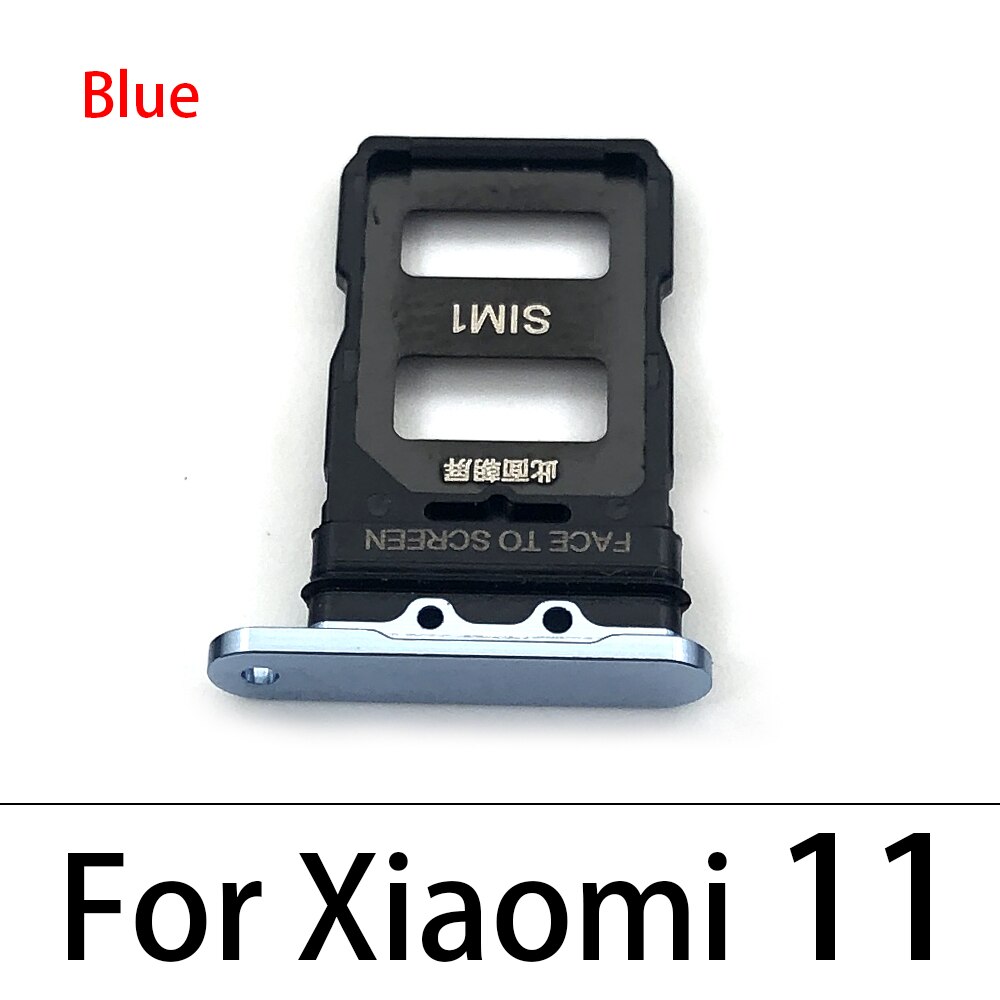 Micro Nano SIM Card Holder Tray Slot Holder Adapter Socket For Xiaomi Mi 11 Mi11 Replacement Parts: Blue