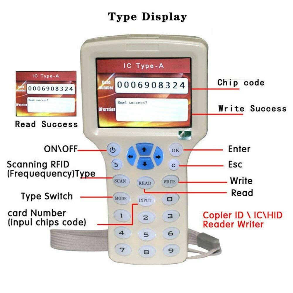 10 engelska frekvens rfid kopiator duplicator 125 khz nyckelfob nfc läsare författare 13.56 mhz krypterad programmerare usb uid kopia kort tagg