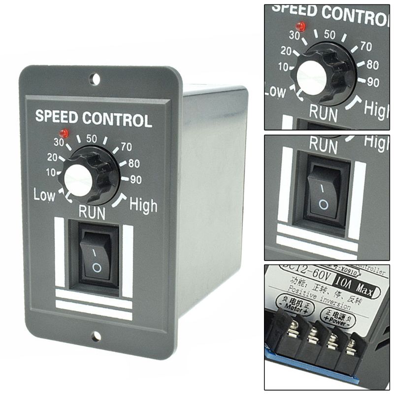DC 12V-60V 10A PWM Motor Speed Controller Reversible Switch Regulator