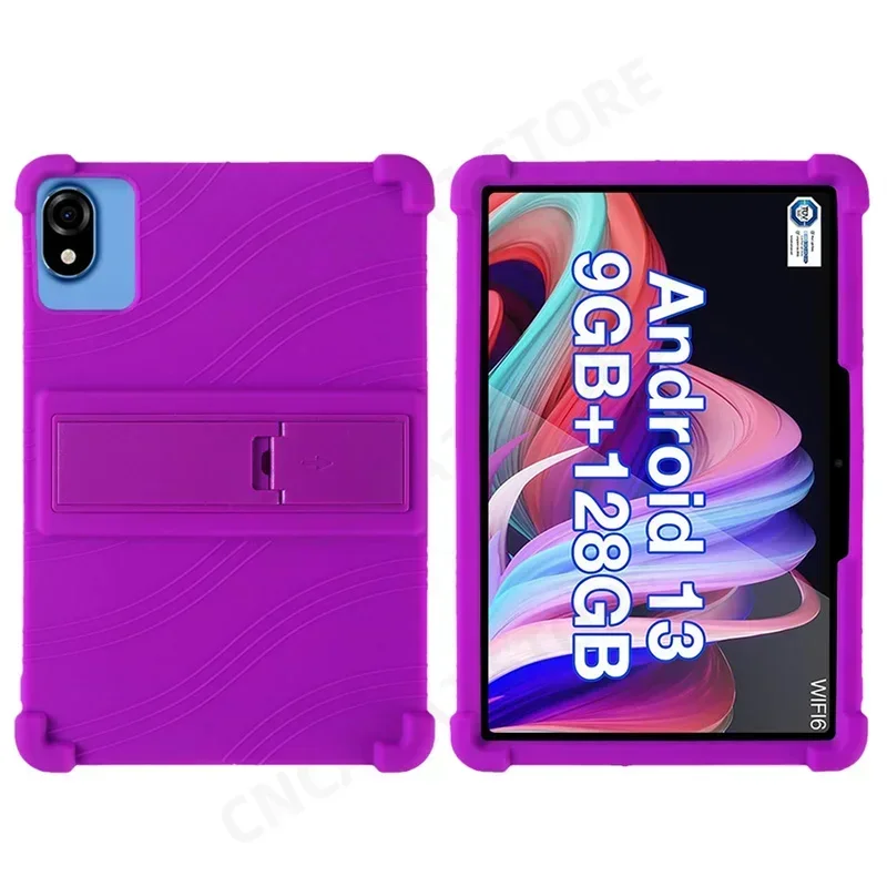 For Teclast P30 T P30T Case 10.1 inch Tablet PC Soft Silicone Shockproof Cover with Rear Kickstand Soft: 12.4 / PURPLE