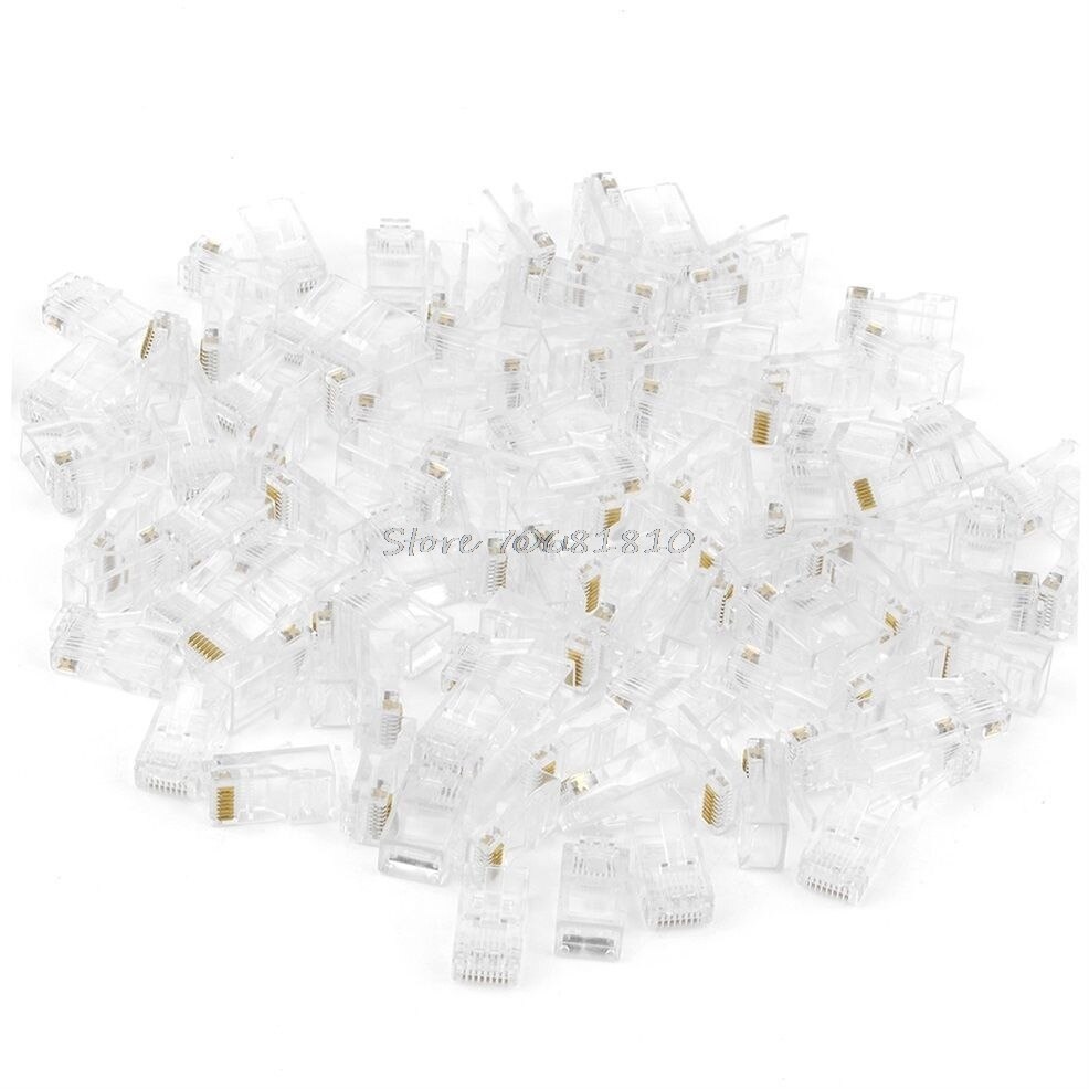 25/100/200/500PCS Gold plated RJ45 Net Network Modular Plug Cat5 CAT5e Connector 8P8C utp Unshielded Modular Rj45 Plug