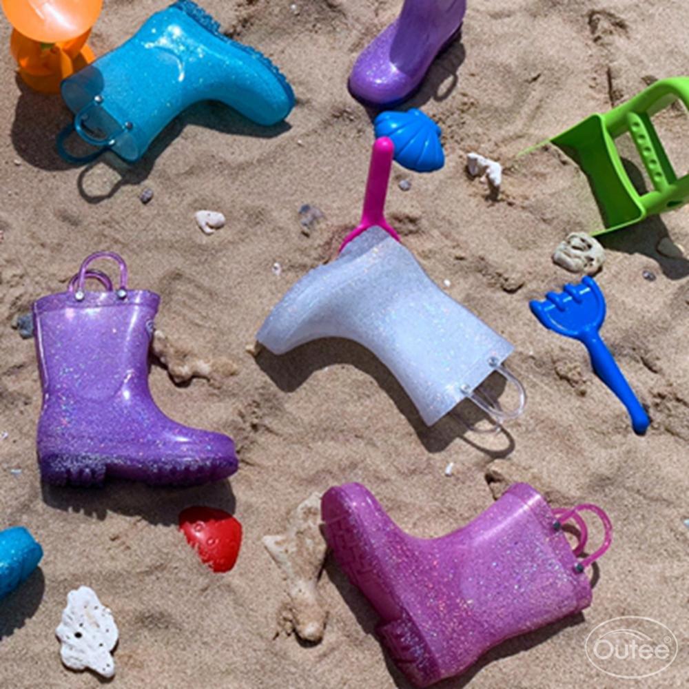 Meisjes Kinderen Regen Laarzen Voor Peuter Kinderen Baby Waterdichte Rubber Modder Schoenen Light Up Led Sparkle Glitter Lichtgewicht Paars Blauw