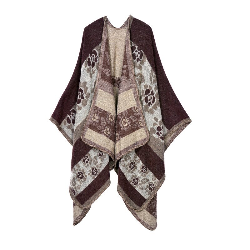 Hiver femmes réversible surdimensionné couverture Plaid pull Poncho Cape châle et enveloppes Cardigans épaissir pashmina écharpe: 12