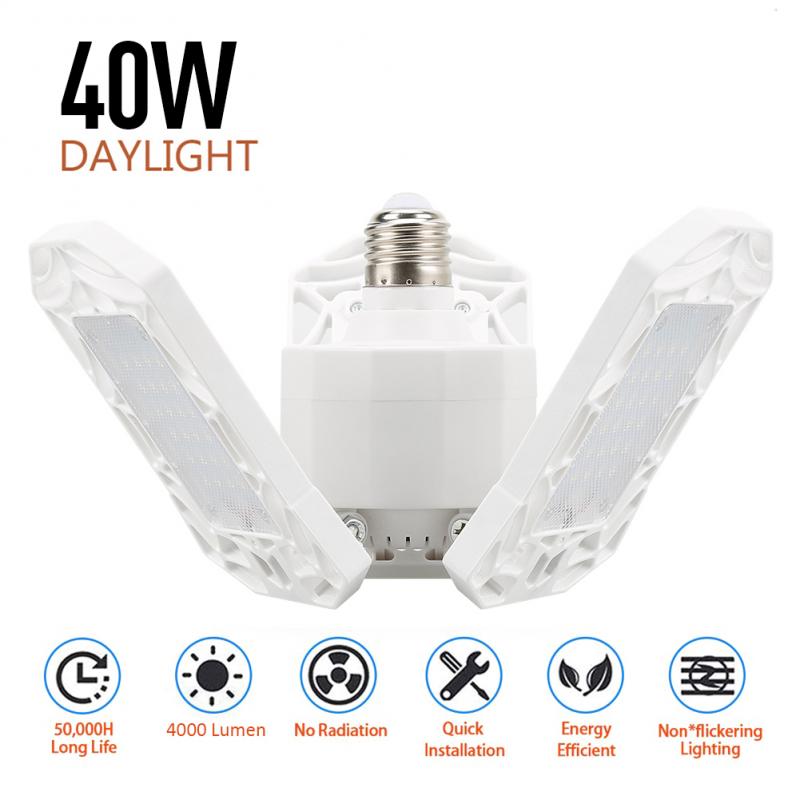 Luz LED 360 grados para garaje Deformable luz de techo iluminación interior comercial e Industrial de iluminación para Taller de garaje: 06  40W