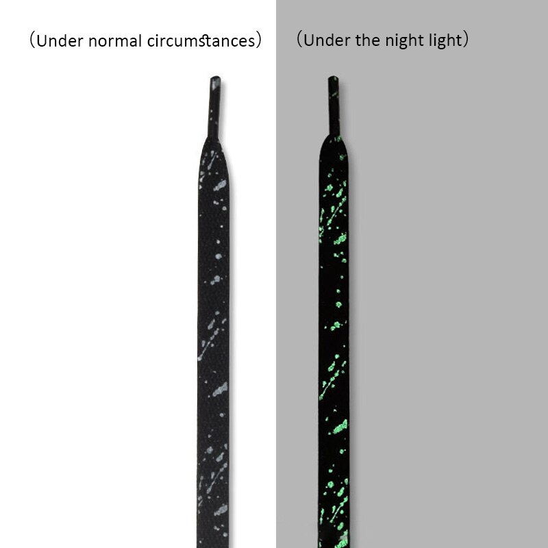 Cordones luminosos para zapatillas planas, cordones fluorescentes de lona que brillan en la oscuridad, 5 colores, 120/140CM: Negro / 140 cm