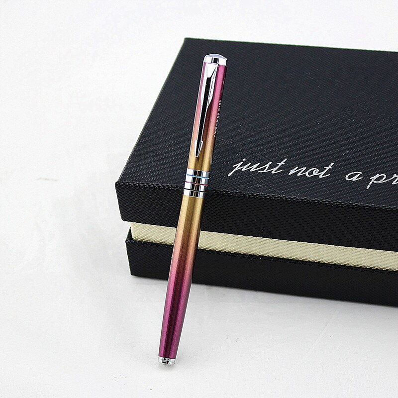 Lapicero de lujo, Clip dorado y plateado, bolígrafos de tinta de Metal de lujo con 0,38mm Extra Punta fina, pluma estilográfica para escribir, caja de: I