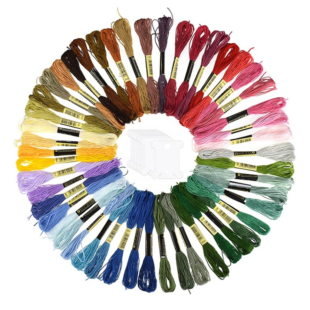 50 pcs Random Color embroidery DIY Silk Line Branch Threads Similar Dmc Thread Floss Skein Cross Stitch Thread Skeins Craft