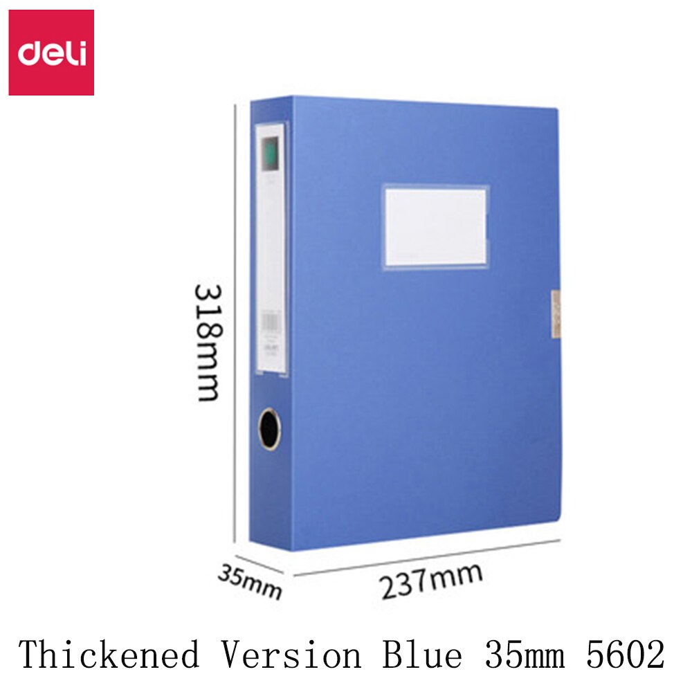 Deli A4 Blue File Box Multi-Specification Large Capacity Storage File Sticky Data Box Folder PP Folder Information OfficeSuppliy: Thickened Blue 35mm