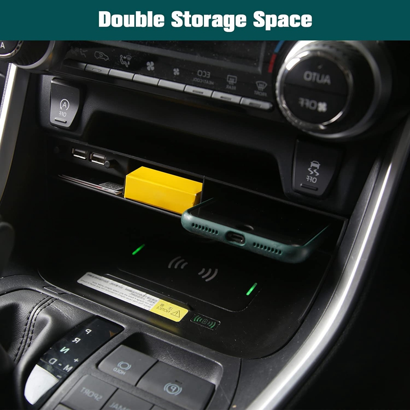 Center Console Organizer for Toyota RAV4 Accessories, Tray Insert Divider Storage Box with 2 USB Ports