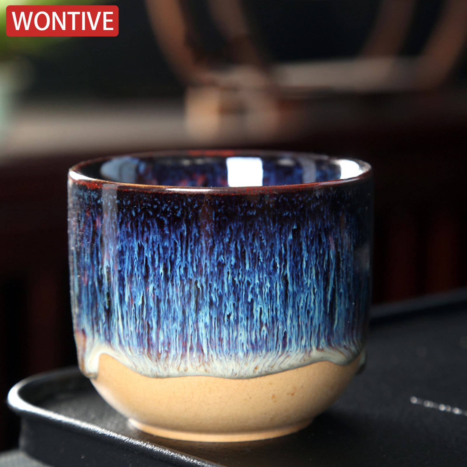 Oven Veranderen China Keramische Theekop Aardewerk Jianzhan Drinkware Temmoku Glazuur Porselein Kung Fu Kopjes Set voor Water Latte Melk
