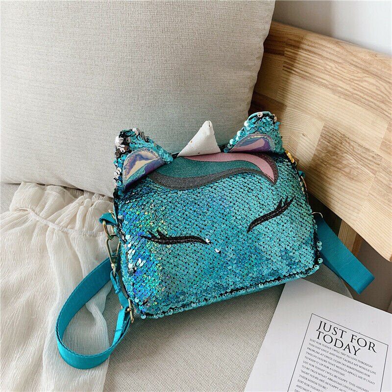 Brand Eenhoorn Handtassen voor Meisjes Reizen Vrouwen Cartoon Printing Schoudertassen Pailletten lederen Luxe Crossbody tas: B