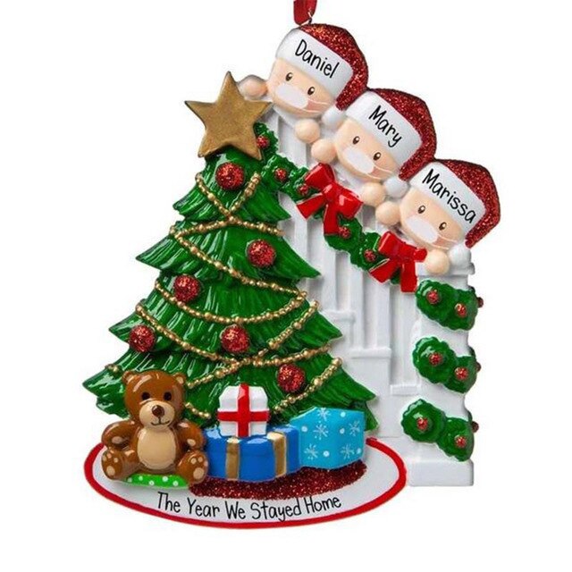 Bricolage nom salutations PVC père noël famille pendentif de noël famille noël arbre décoration boule ornement: Family of 3